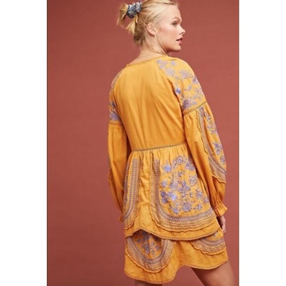 Anthropologie Meadow Rue Lisette Embroidered Mini Dress Size Medium - Picture 5 of 9